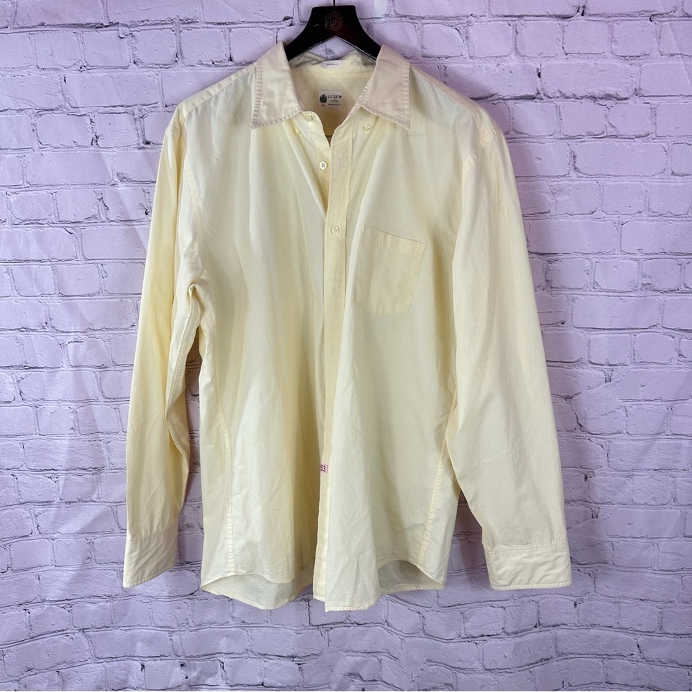 J. Crew shirtings Washed Casual pale yellow button down tailored fit Shirt sz XL